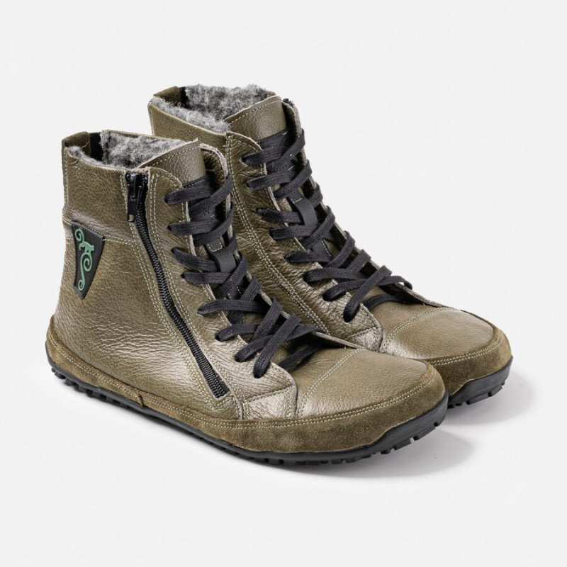 Warme Winter Barfußstiefel für Herren - Alaskan Buffalo - Green