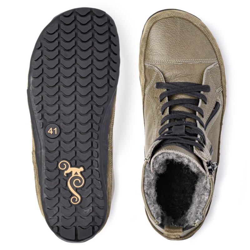 Warme Winter Barfußstiefel für Herren - Alaskan Buffalo - Green