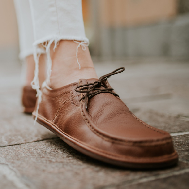 Leder barfußschuhe für Damen - CAMERON COGNAC