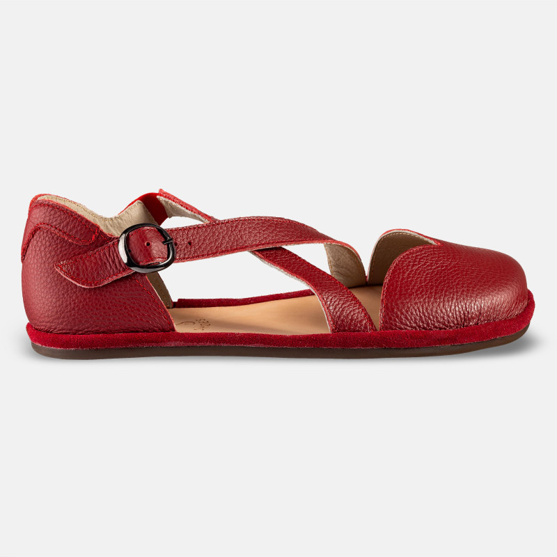 Rote Barfuß‑Sandalen – Leder, breite Zehenbox | Magical Shoes - MONA RED