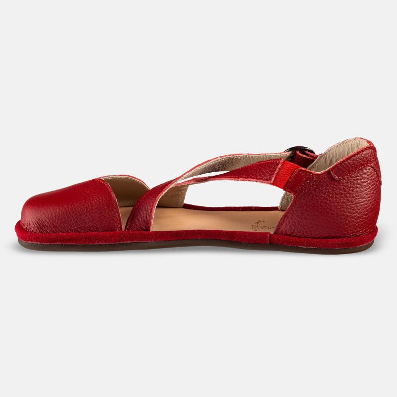 Rote Barfuß‑Sandalen – Leder, breite Zehenbox | Magical Shoes - MONA RED