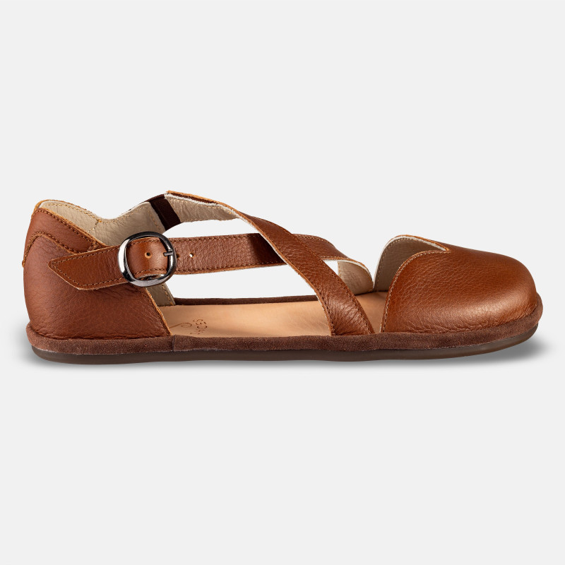 Braune Barfuß‑Sandalen – Leder, breite Zehenbox | Magical Shoes - MONA