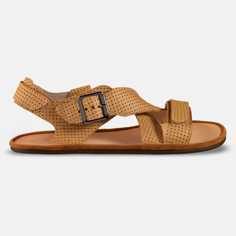 Beigefarbene Barfußsandalen Damen – Sommerleicht - ROMA - TAN DOT