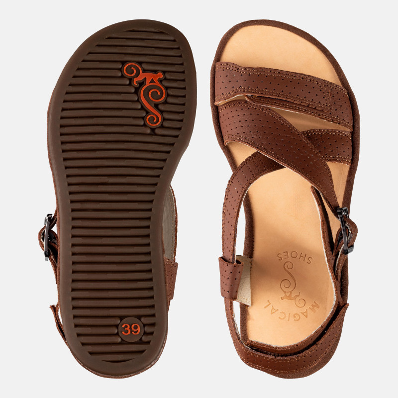 Braune Barfußsandalen Damen – Leder & Komfort | Magical Shoes - ROMA BROWN