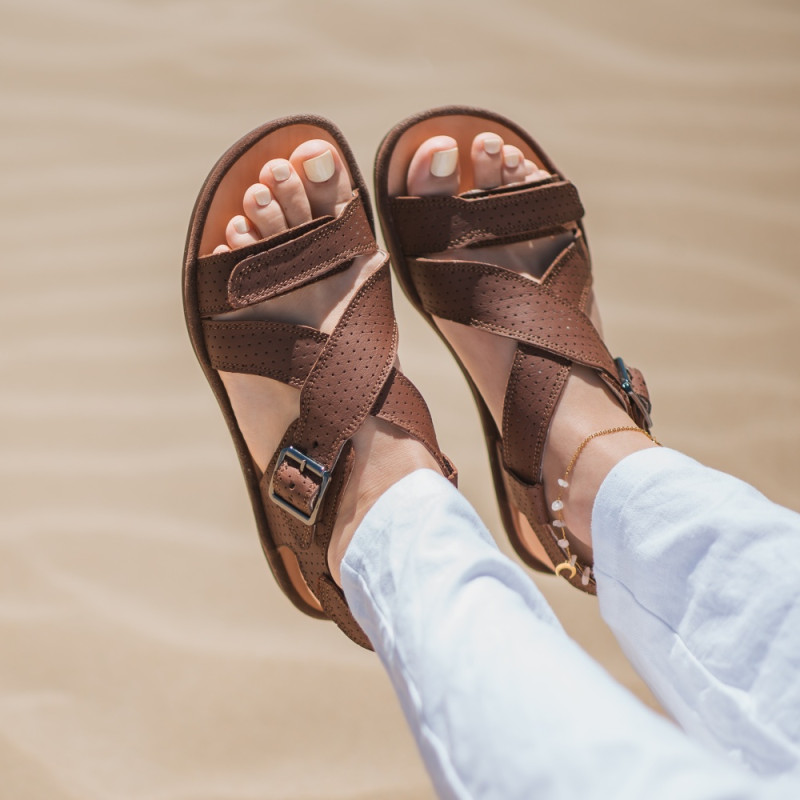 Braune Barfußsandalen Damen – Leder & Komfort | Magical Shoes - ROMA BROWN