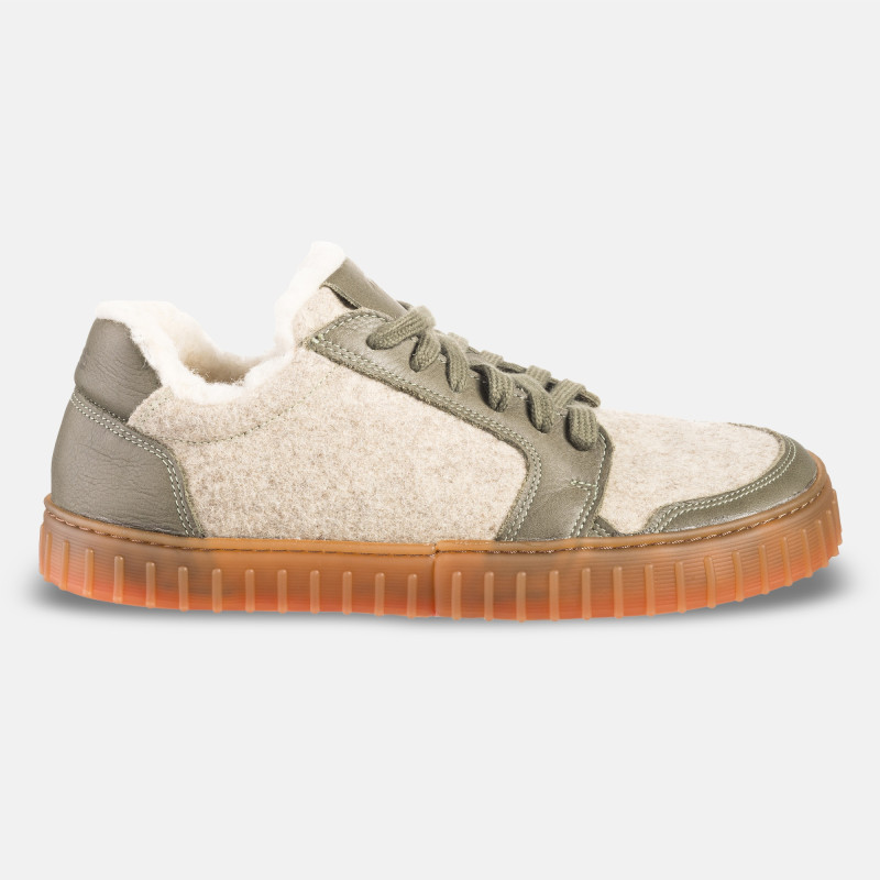 Women’s wool winter barefoot sneakers - MERIX OLIVE