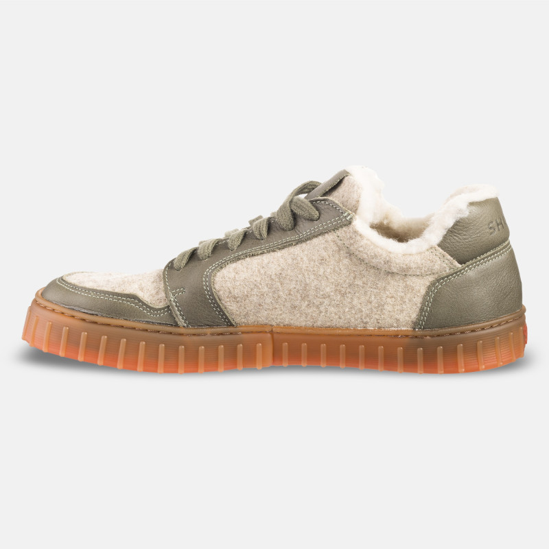 Women’s wool winter barefoot sneakers - MERIX OLIVE