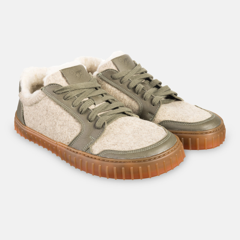 Men’s wool winter barefoot sneakers - MERIX OLIVE