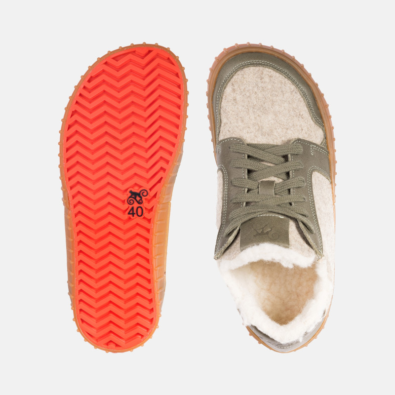 Men’s wool winter barefoot sneakers - MERIX OLIVE