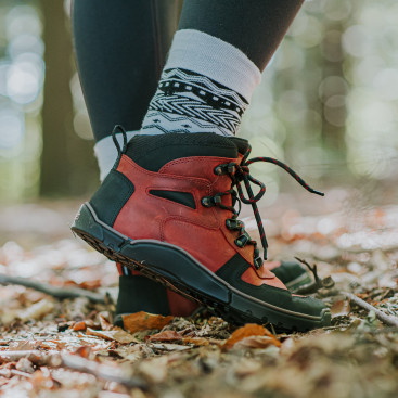 Damskie wysokie buty trekkingowe barefoot - SIERRA RED