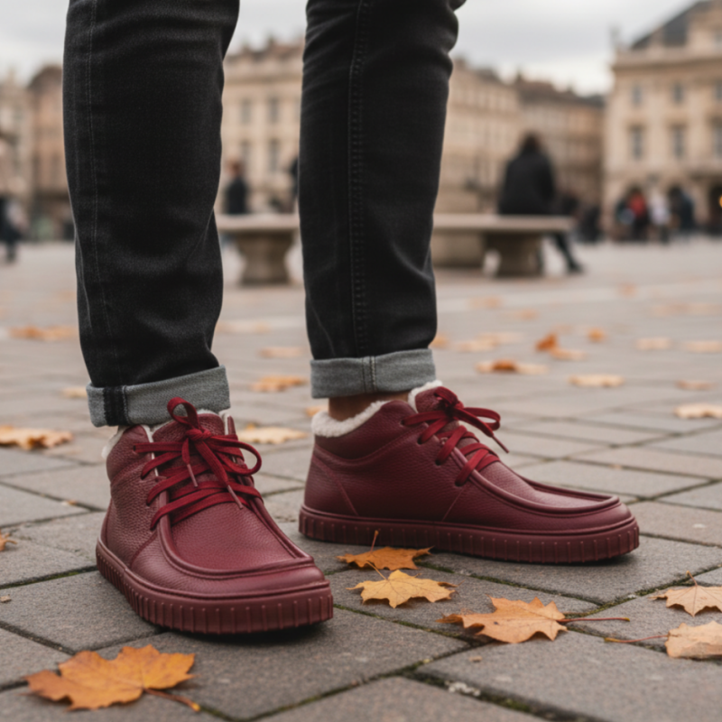 Men's winter barefoot boots  - MONET RED