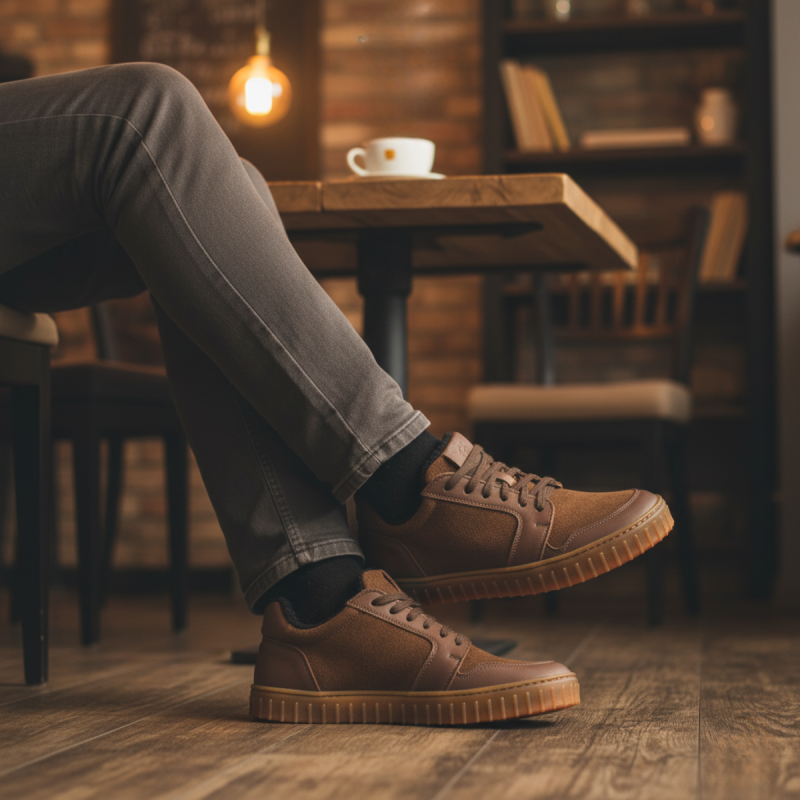 Męskie zimowe wełniane sneakersy barefoot - MERIX CHOCOLATE