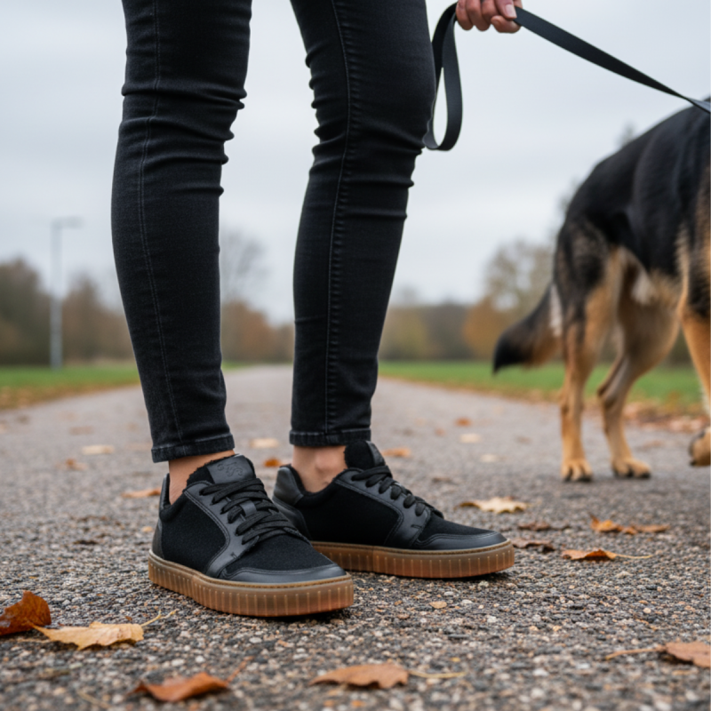 Męskie zimowe wełniane sneakersy barefoot - MERIX HONEY BLACK