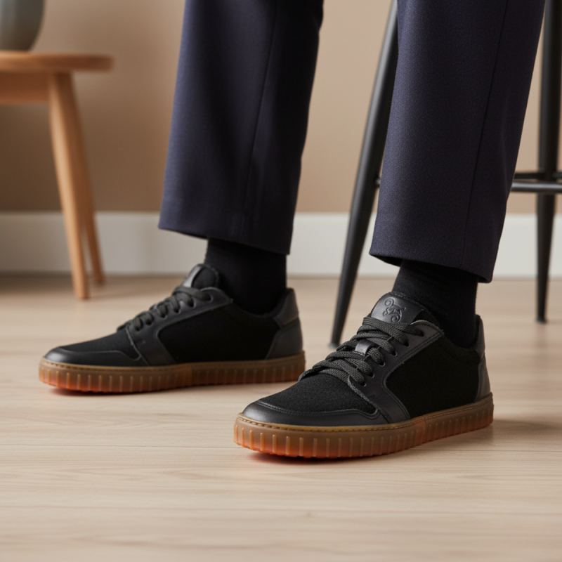 Męskie zimowe wełniane sneakersy barefoot - MERIX HONEY BLACK