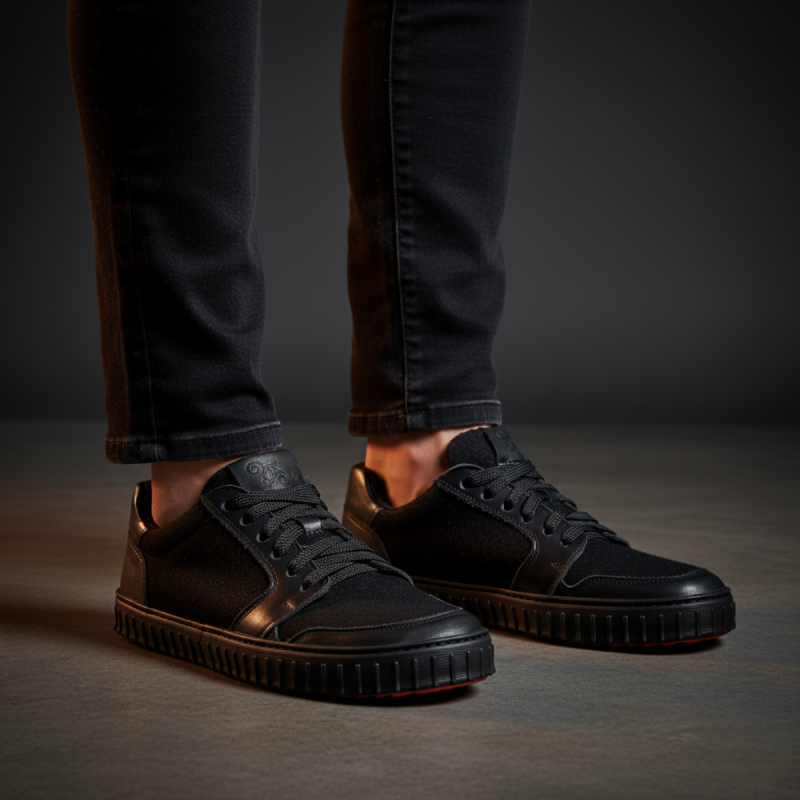 Men’s wool winter barefoot sneakers - MERIX BLACK