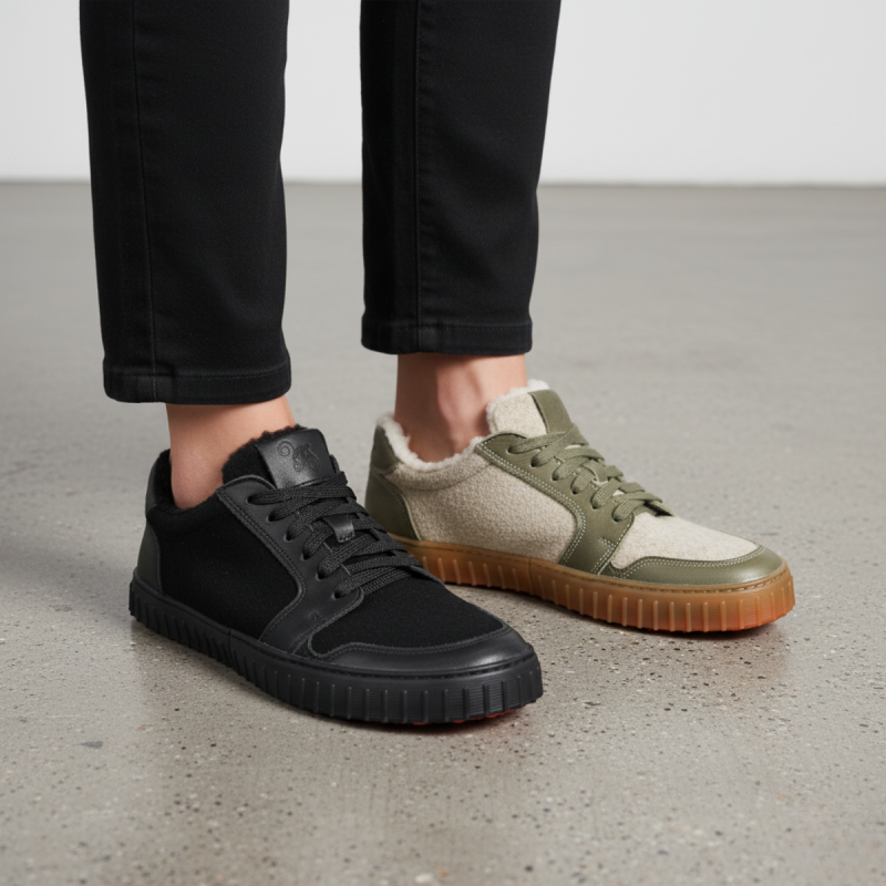 Women’s wool winter barefoot sneakers - MERIX BLACK