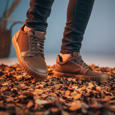 Damskie zimowe wełniane sneakersy barefoot - MERIX CHOCOLATE