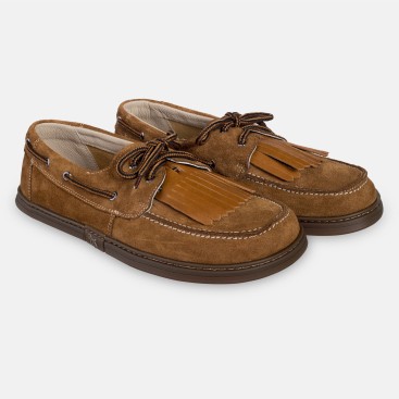 Men's barefoot boat shoes - Galeon Cognac
