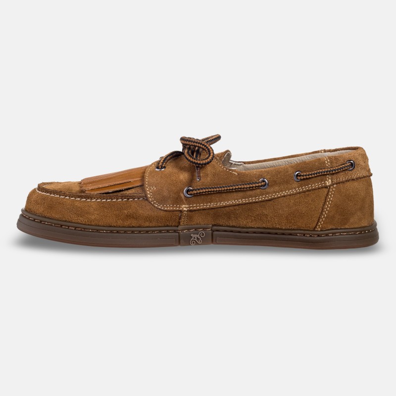 Męskie buty żeglarskie barefoot - Galeon Cognac