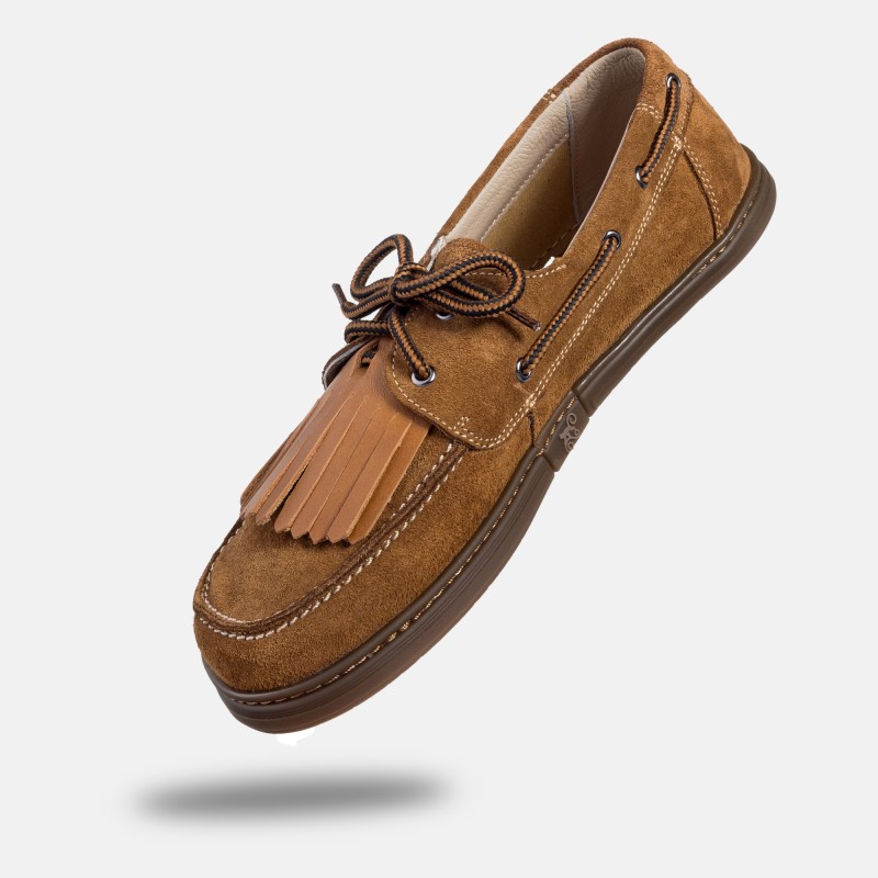 Męskie buty żeglarskie barefoot - Galeon Cognac