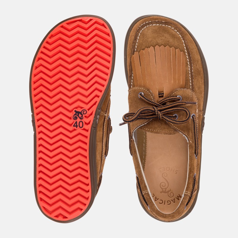 Męskie buty żeglarskie barefoot - Galeon Cognac