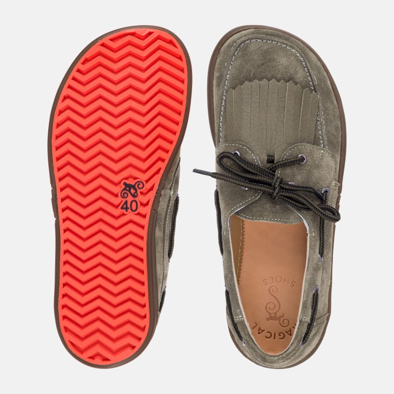 Damskie buty żeglarskie barefoot - Galeon Khaki