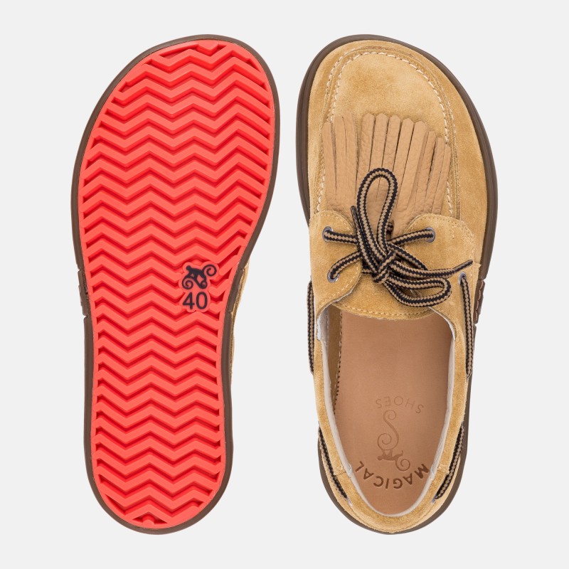 Męskie buty żeglarskie barefoot - Galeon Beige