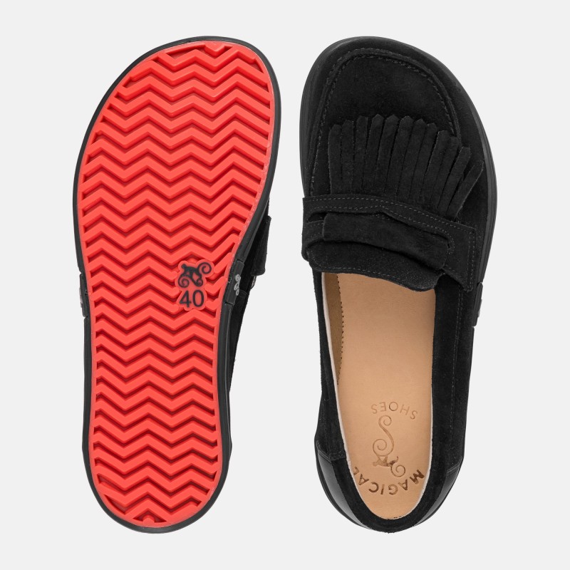 Damskie wsuwane mokasyny barefoot - Pienza Black