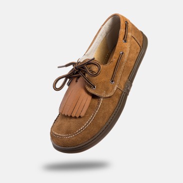 Men's barefoot boat shoes - Galeon Cognac