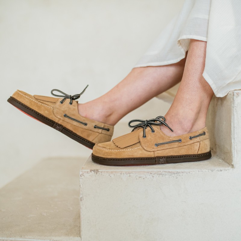 Damen Barfuß-Boat shoes - GALEON Beige