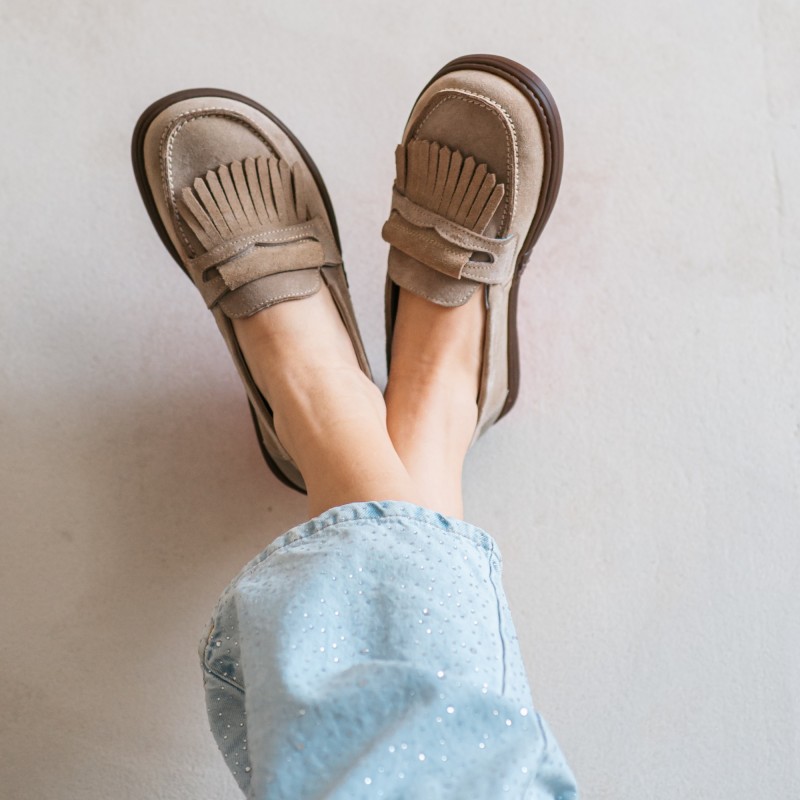 Damskie wsuwane mokasyny barefoot - Pienza Sand