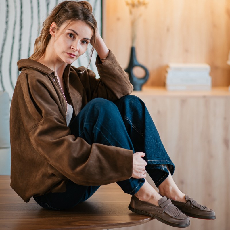 Women's slip-on barefoot loafers - Pienza Taupe