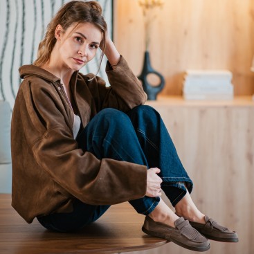 Damskie wsuwane mokasyny barefoot - Pienza Taupe