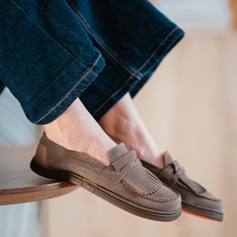 Women's slip-on barefoot loafers - Pienza Taupe