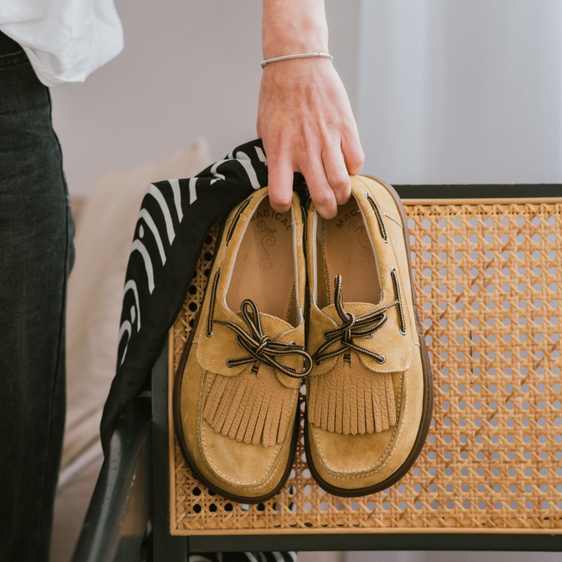 Men's barefoot boat shoes - Galeon Beige