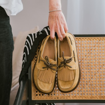 Męskie buty żeglarskie barefoot - Galeon Beige