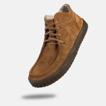 Men's Barefoot Boots - MONET LIGHT - COGNAC SUEDE
