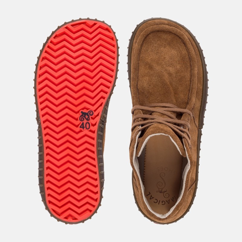 Men's Barefoot Boots - MONET LIGHT - COGNAC SUEDE