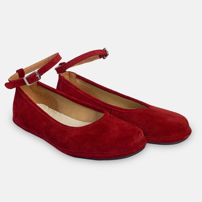Eleganckie damskie buty barefoot - ADA MERLOT SUEDE