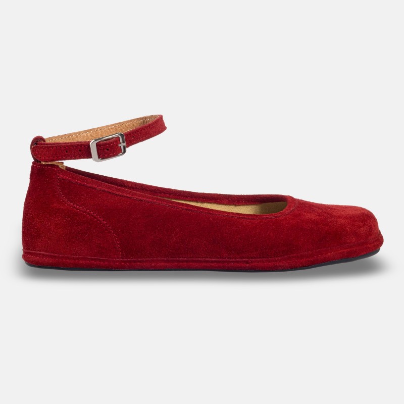 Eleganckie damskie buty barefoot - ADA MERLOT SUEDE