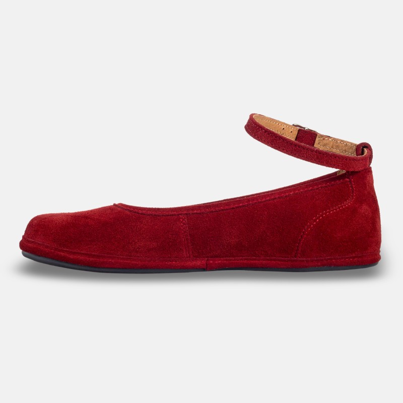 Eleganckie damskie buty barefoot - ADA MERLOT SUEDE