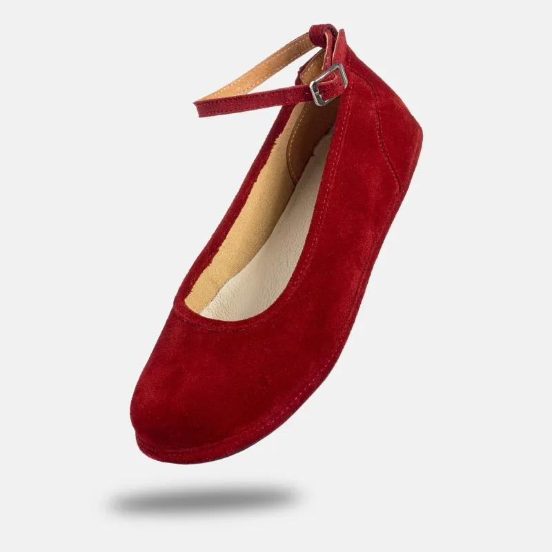 Eleganckie damskie buty barefoot - ADA MERLOT SUEDE