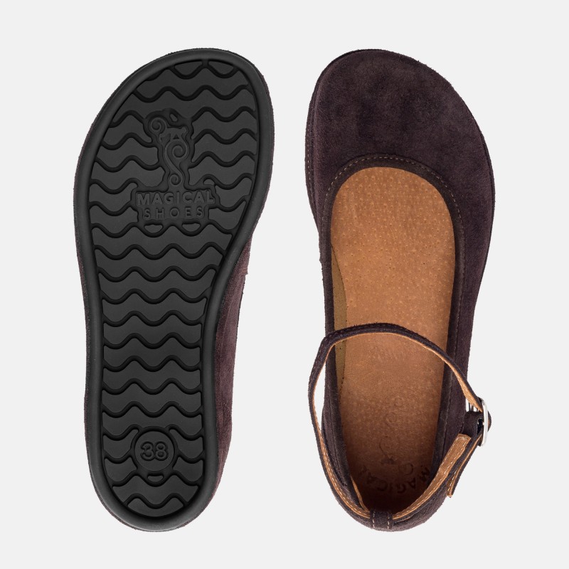 Elegant barefoot shoes for women - ADA BROWN SUEDE