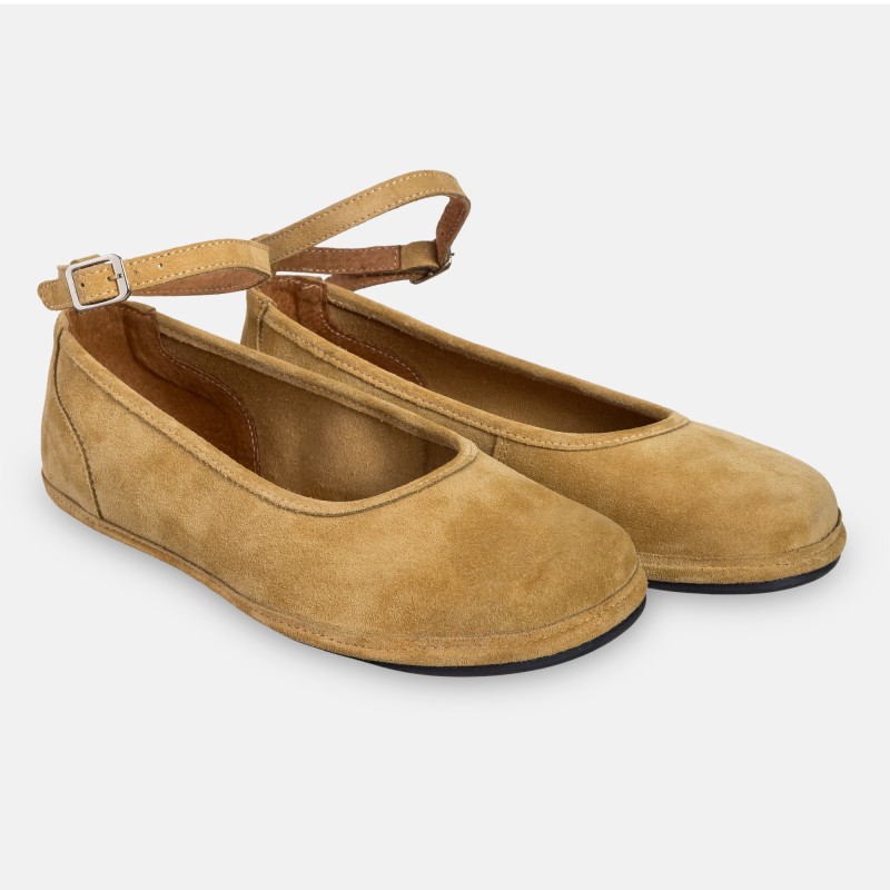 Elegant barefoot shoes for women - ADA BEIGE SUEDE
