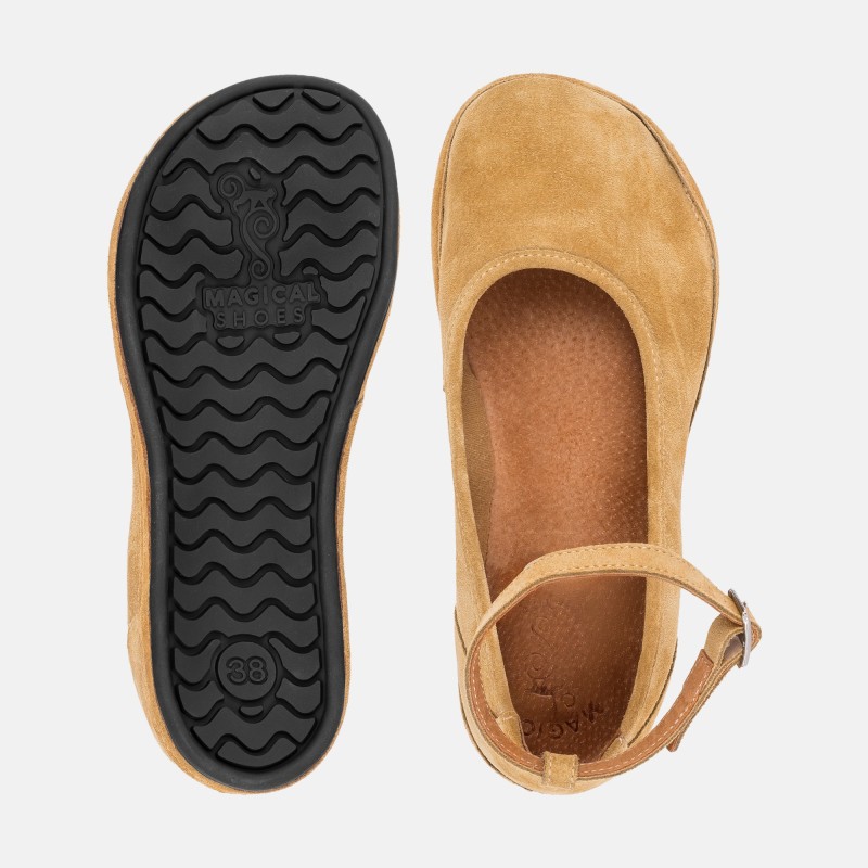 Elegant barefoot shoes for women - ADA BEIGE SUEDE