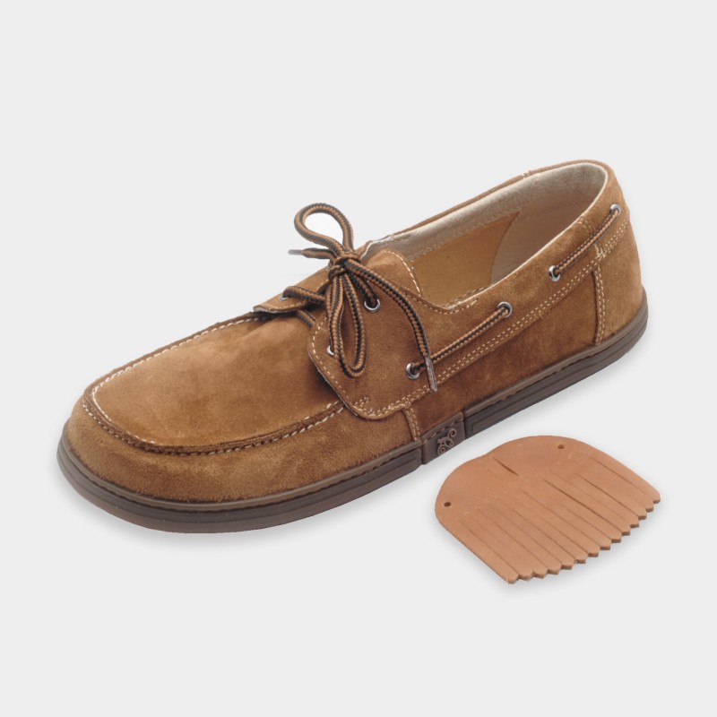 Men's barefoot boat shoes - Galeon Cognac