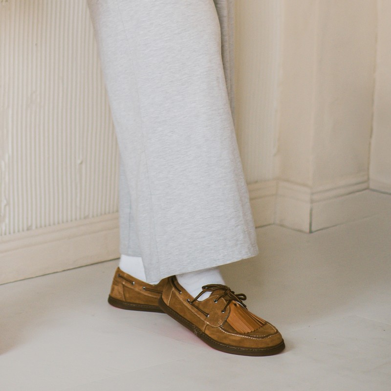 Damen Barfuß-Boat shoes - GALEON COGNAC