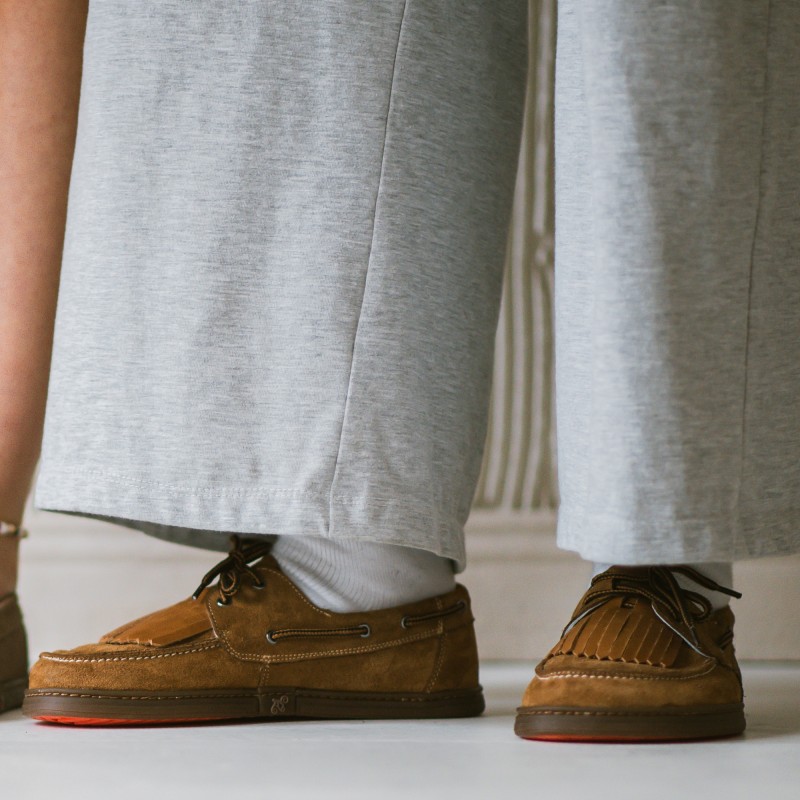 Men's barefoot boat shoes - Galeon Cognac