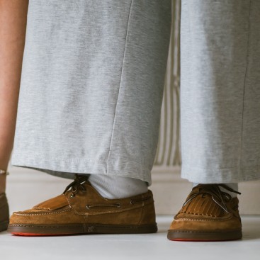 Men's barefoot boat shoes - Galeon Cognac