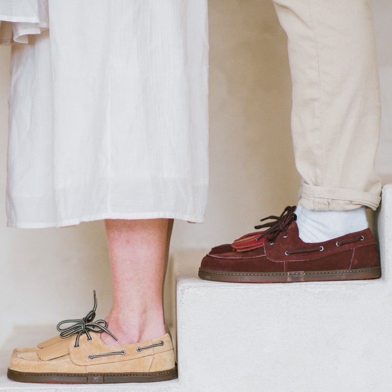 Men's barefoot boat shoes - Galeon Burgund